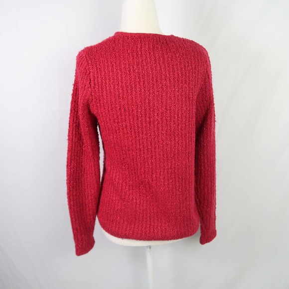 Vintage 90s raspberry pink textured knit button front cardigan sweater S - Picture 4 of 5